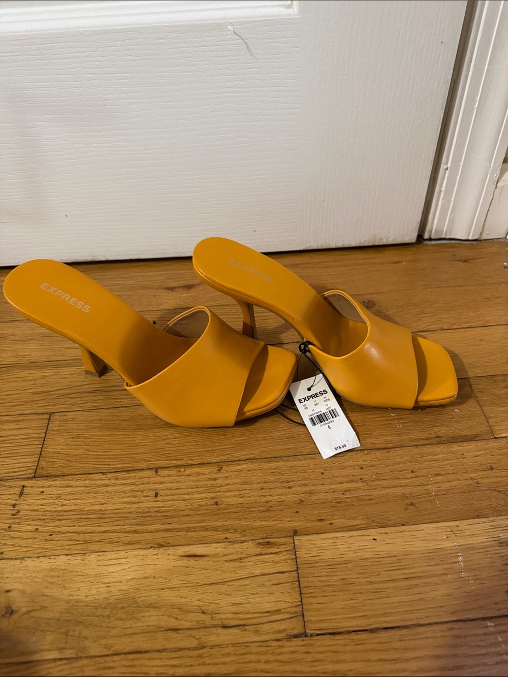 Express Women's Amber Orange Slide Heel Mules